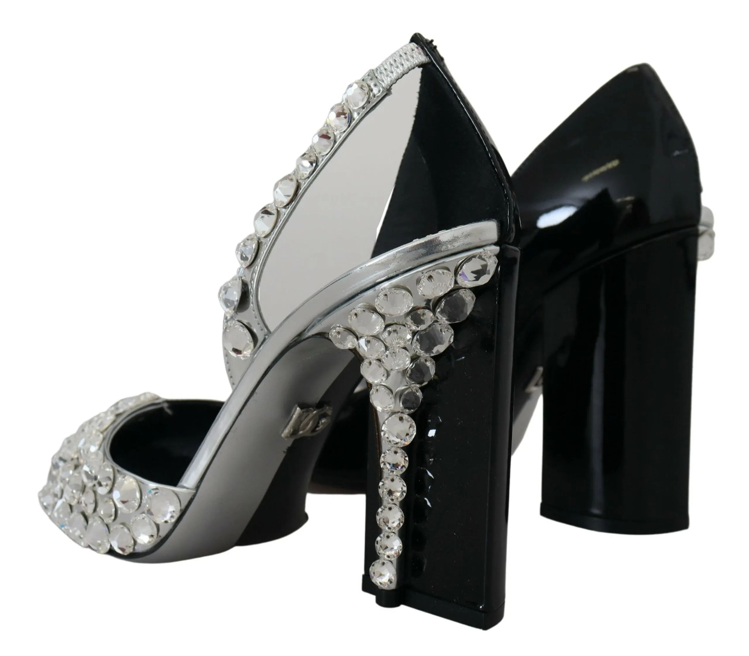 Elegant Crystals Embellished Leather Pumps