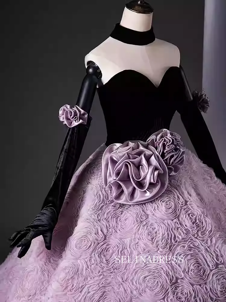 Elegant Lilac Princess Dress Sweetheart Ball Gown Evening Gowns Cheap Prom Dress TKL3023