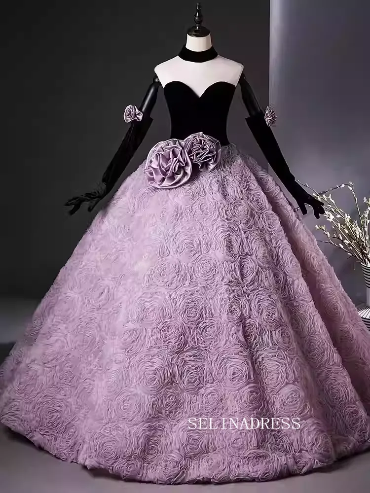 Elegant Lilac Princess Dress Sweetheart Ball Gown Evening Gowns Cheap Prom Dress TKL3023