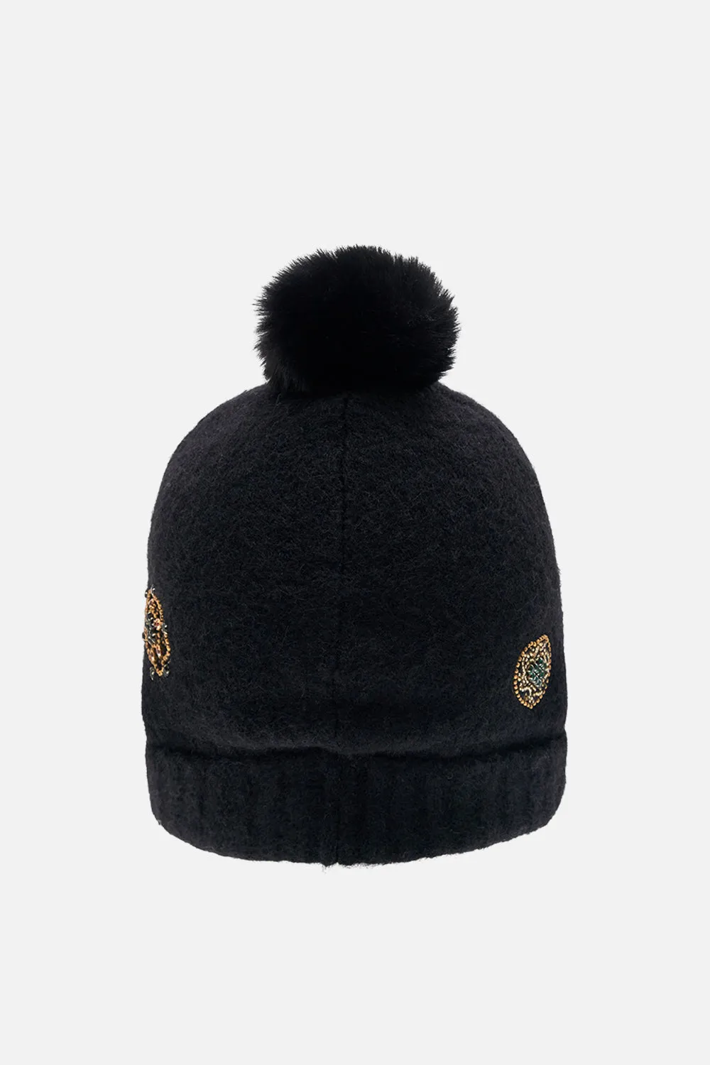 EMBELLISHED BEANIE SOLID BLACK