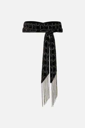 EMBELLISHED TIE BELT SOLID BLACK