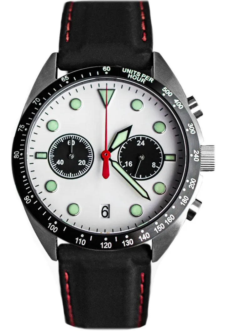 Enoksen Watch Drive E04/B Drivers Chronograph White