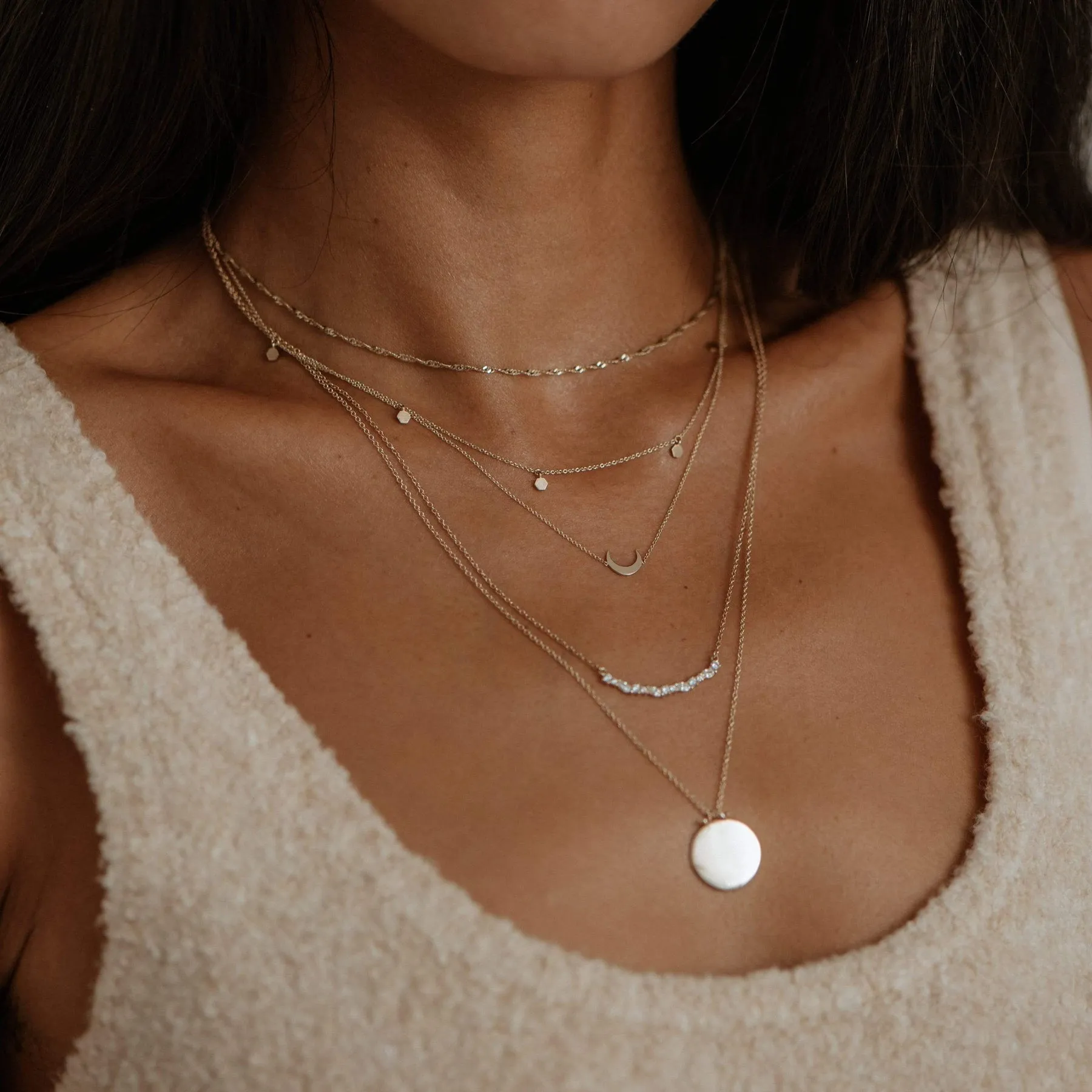 Everyday Little Crescent Moon Necklace (14K Gold)