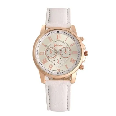Fashion Women men Leather Band Quartz Analog Wrist Watch