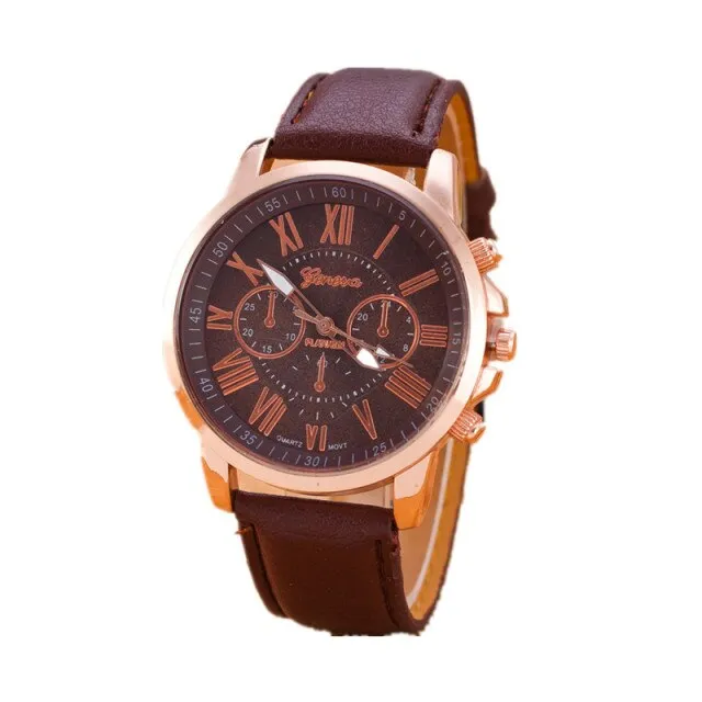 Fashion Women men Leather Band Quartz Analog Wrist Watch