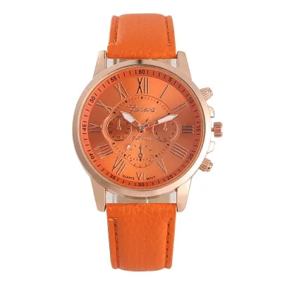 Fashion Women men Leather Band Quartz Analog Wrist Watch