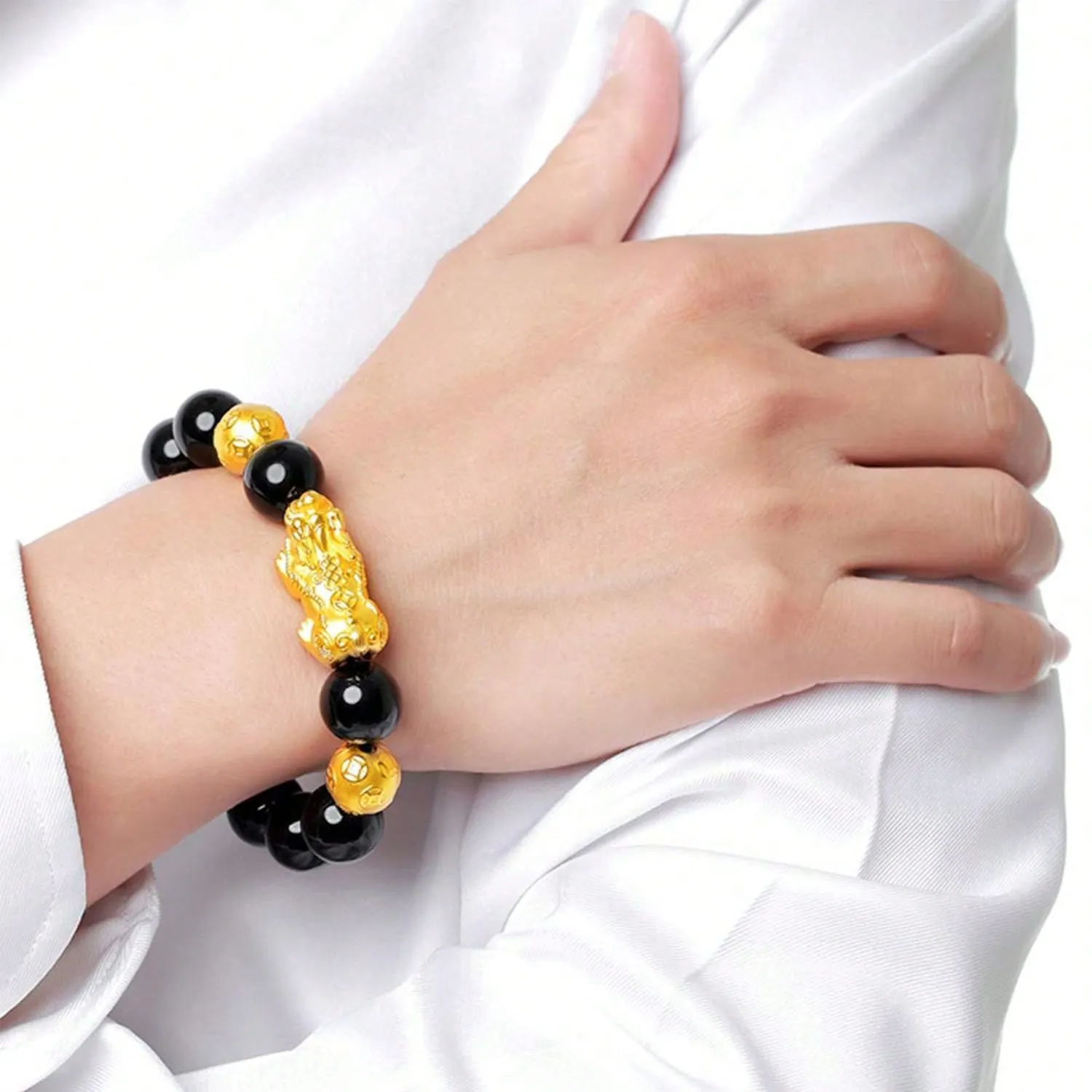 Feng Shui Black Obsidian Bracelets Set - Good Luck Amulet