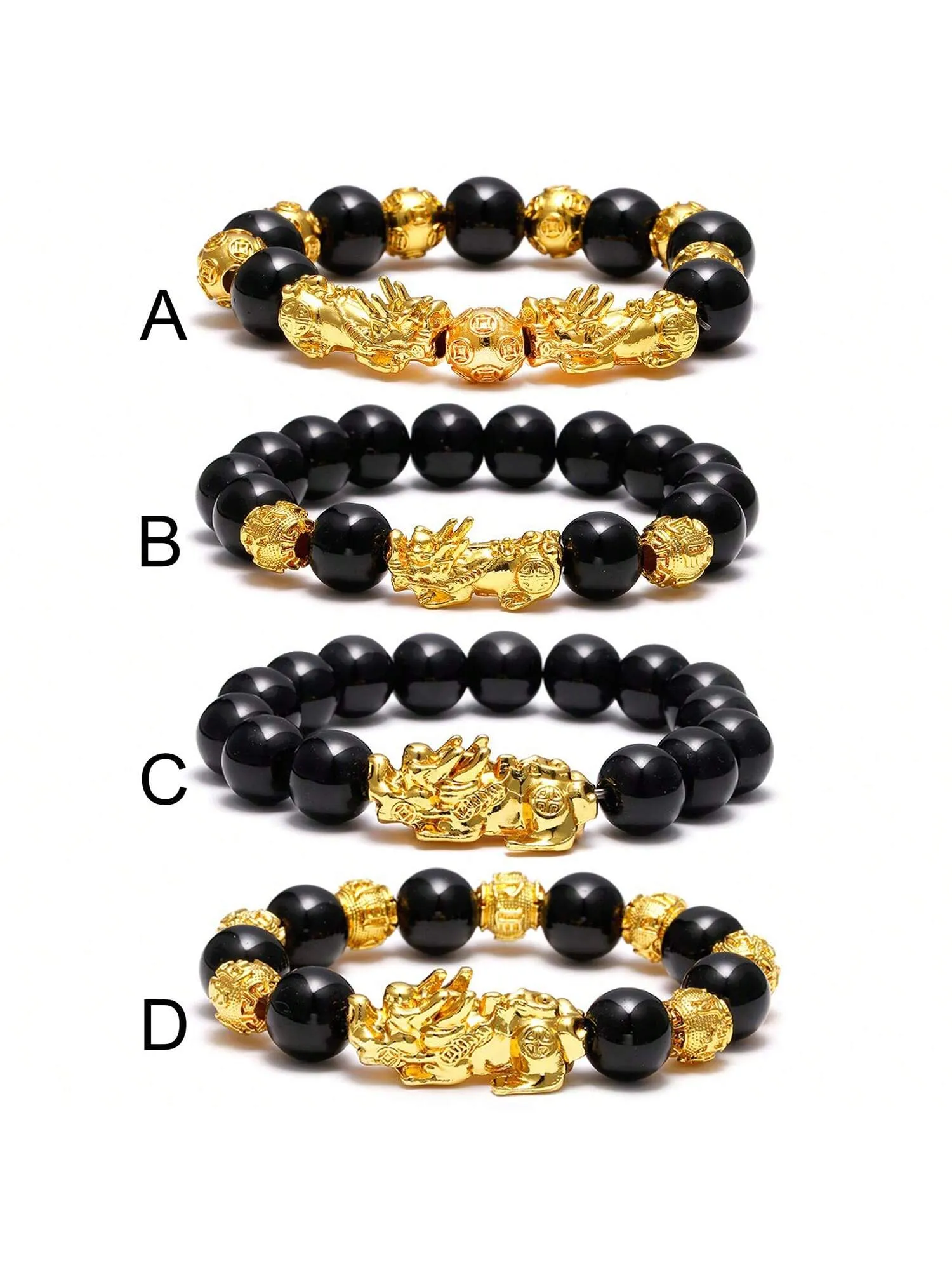 Feng Shui Black Obsidian Bracelets Set - Good Luck Amulet