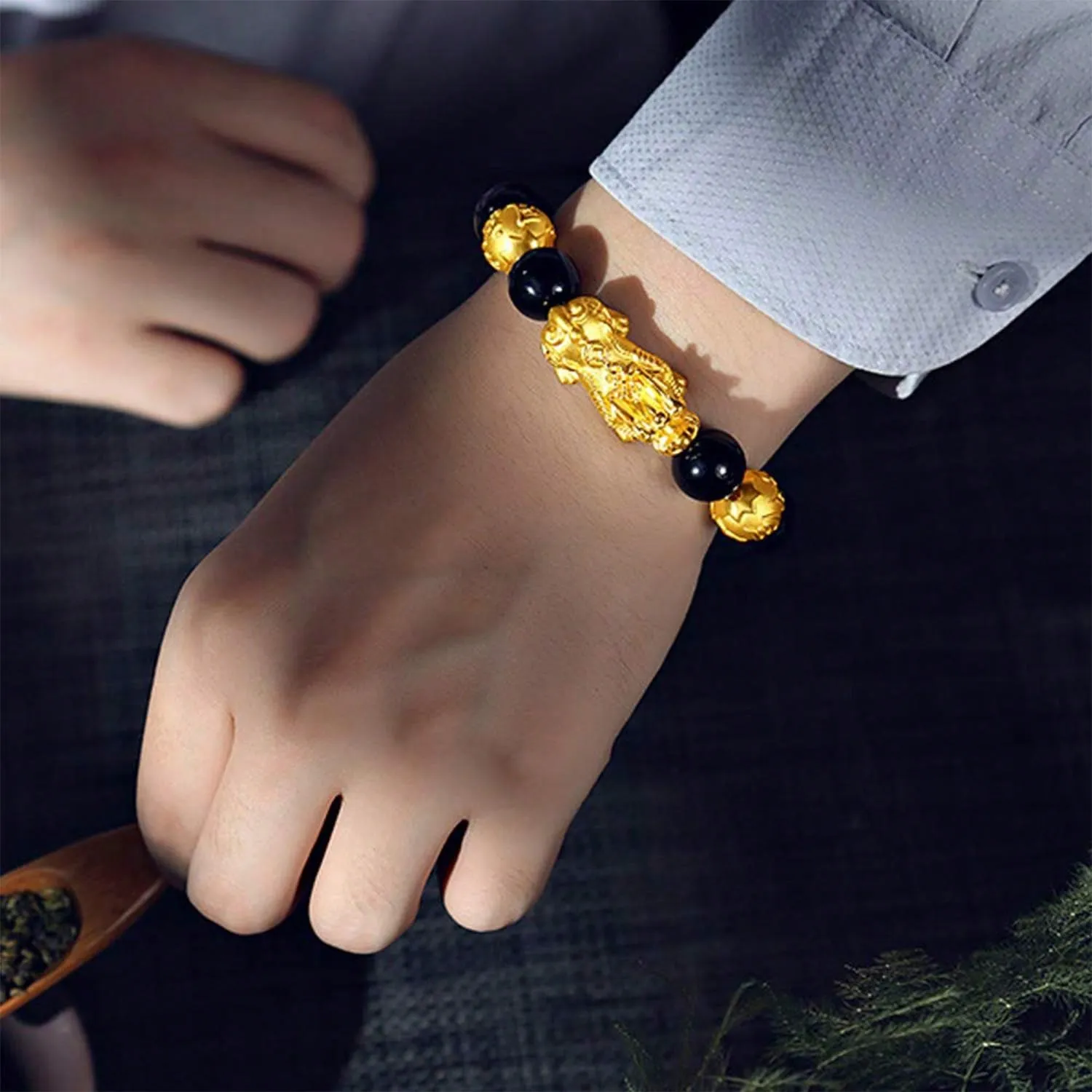 Feng Shui Black Obsidian Bracelets Set - Good Luck Amulet