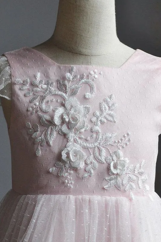 Flare Sleeve Flower Girl A Line Party Dress Floor Length Bridesmaid Dress