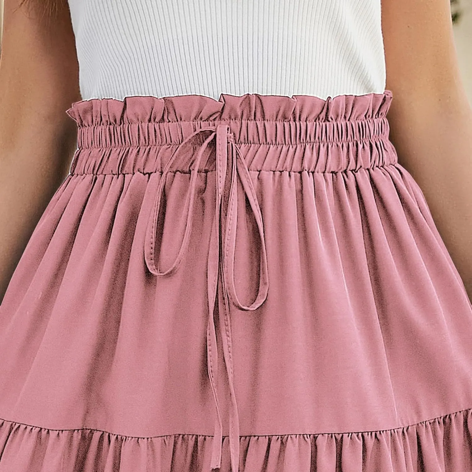 Floral Maxi Skirt for Women Summer Comfy Tiered Elastic High Waisted Skirts Vacation A-Line Flowy Swing Long Skirts