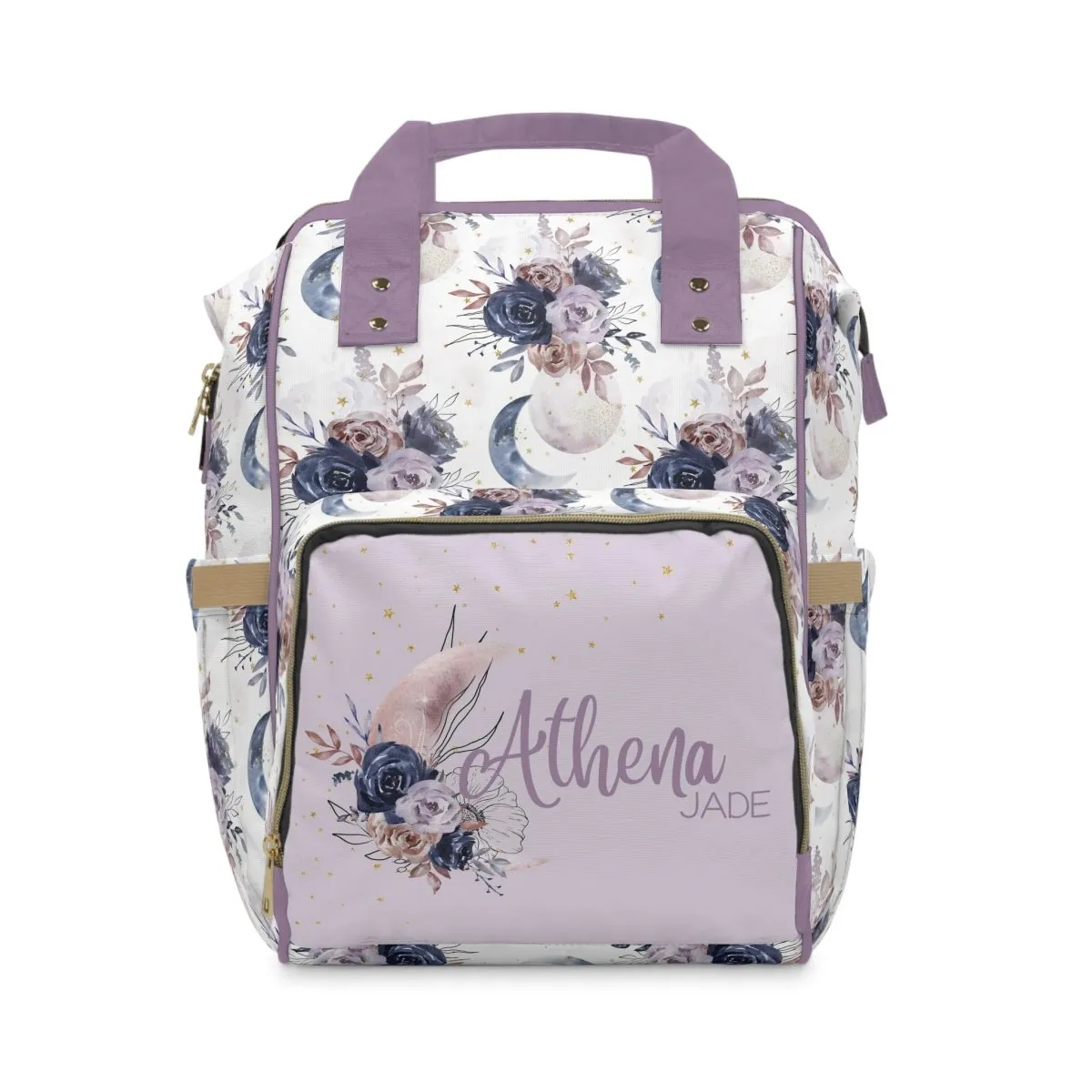 Floral Moon Personalized Backpack Diaper Bag