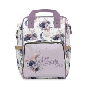 Floral Moon Personalized Backpack Diaper Bag
