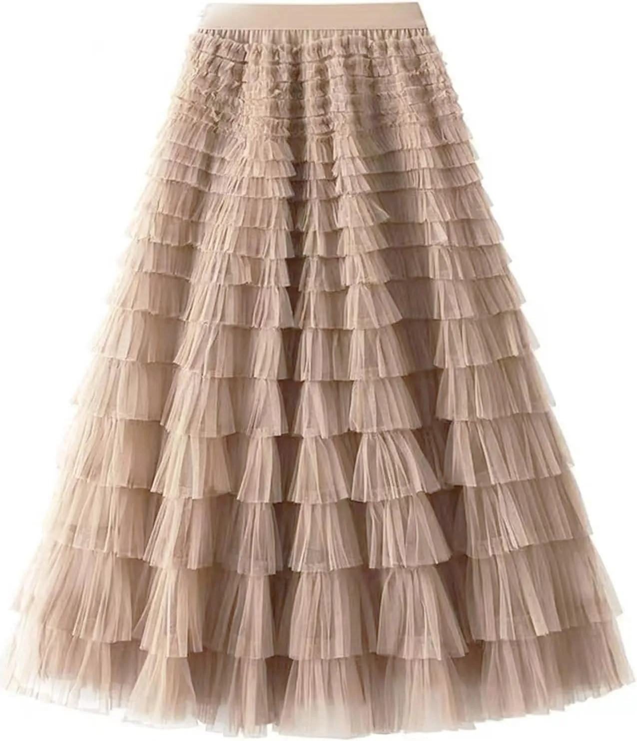 Flygo Tulle Skirts for Girls Long Tutu Skirt A Line Layered Ruffle Tiered Mesh Maxi Skirt Petticoat 5-14 Years