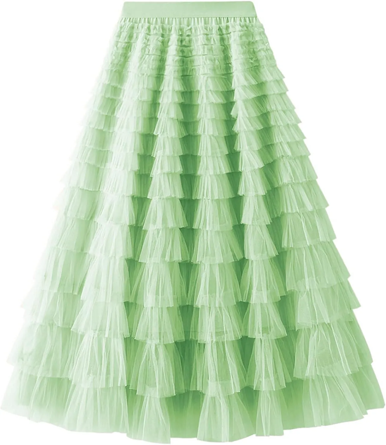 Flygo Tulle Skirts for Girls Long Tutu Skirt A Line Layered Ruffle Tiered Mesh Maxi Skirt Petticoat 5-14 Years