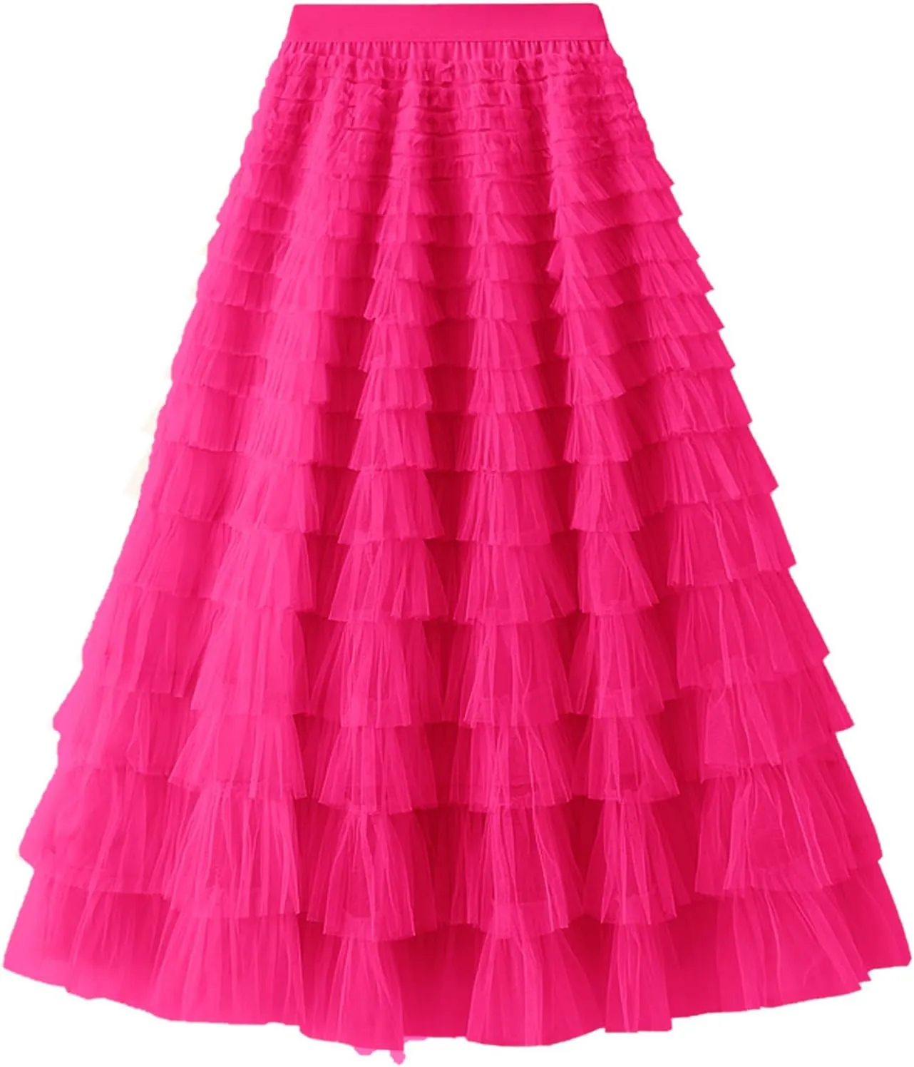 Flygo Tulle Skirts for Girls Long Tutu Skirt A Line Layered Ruffle Tiered Mesh Maxi Skirt Petticoat 5-14 Years