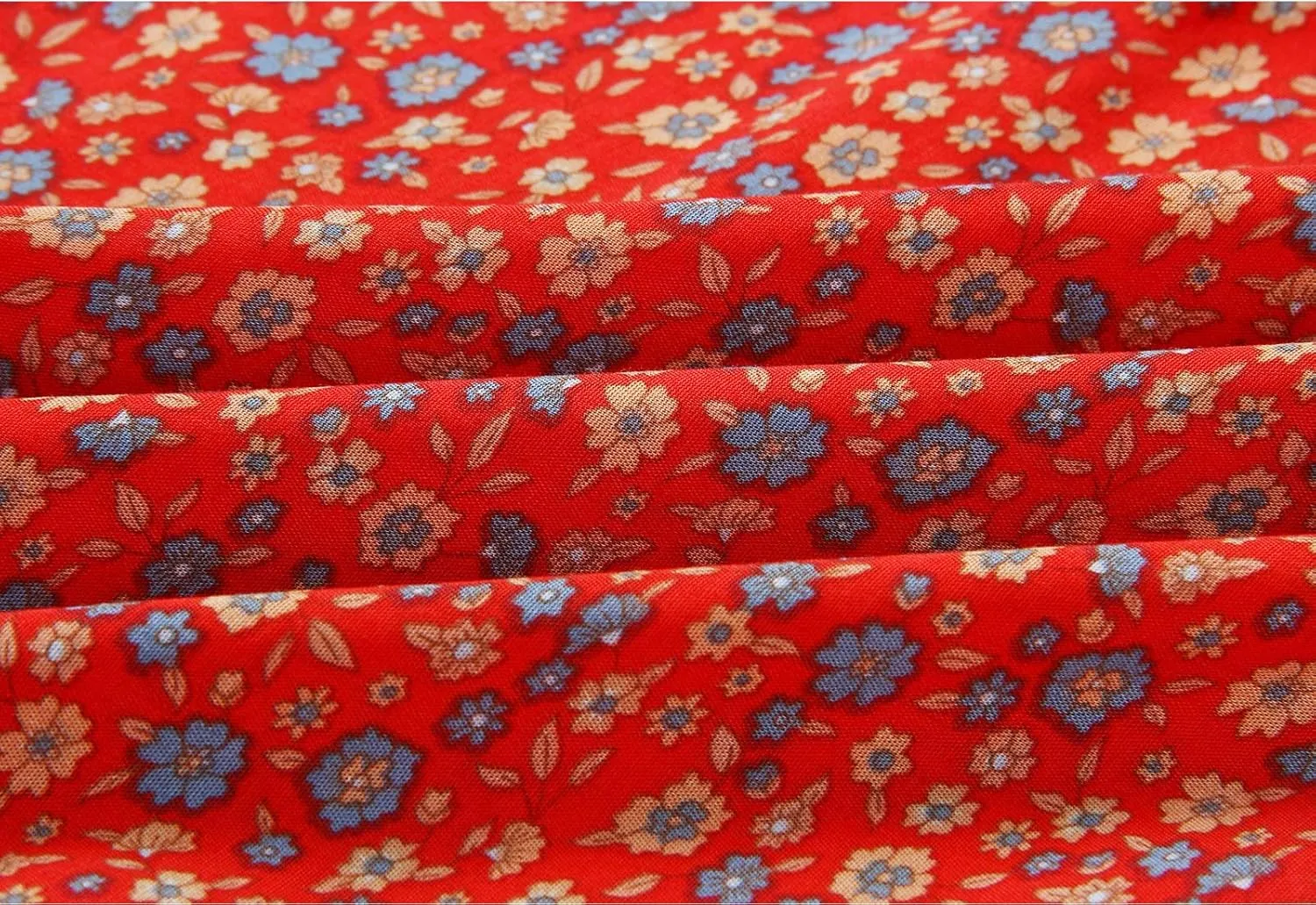 Flygo Women's Vintage Floral Print High Elastic Waist Pleated Maxi Long Boho Skirt