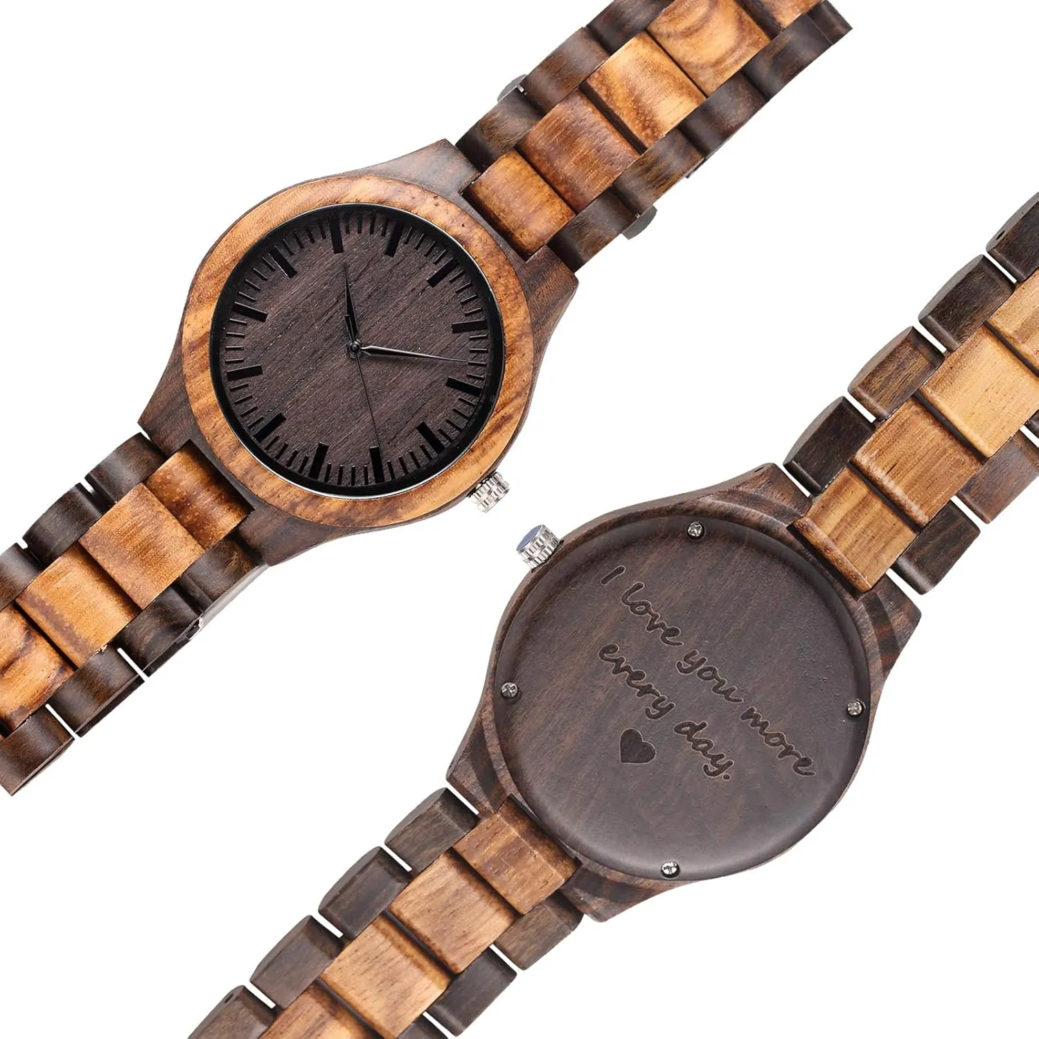 Fodiyaer Engraved Wood Watch for Men Boyfriend Husband Him As Personalized Anniversary Christmas Birthday Father Day Wooden Gifts Idea