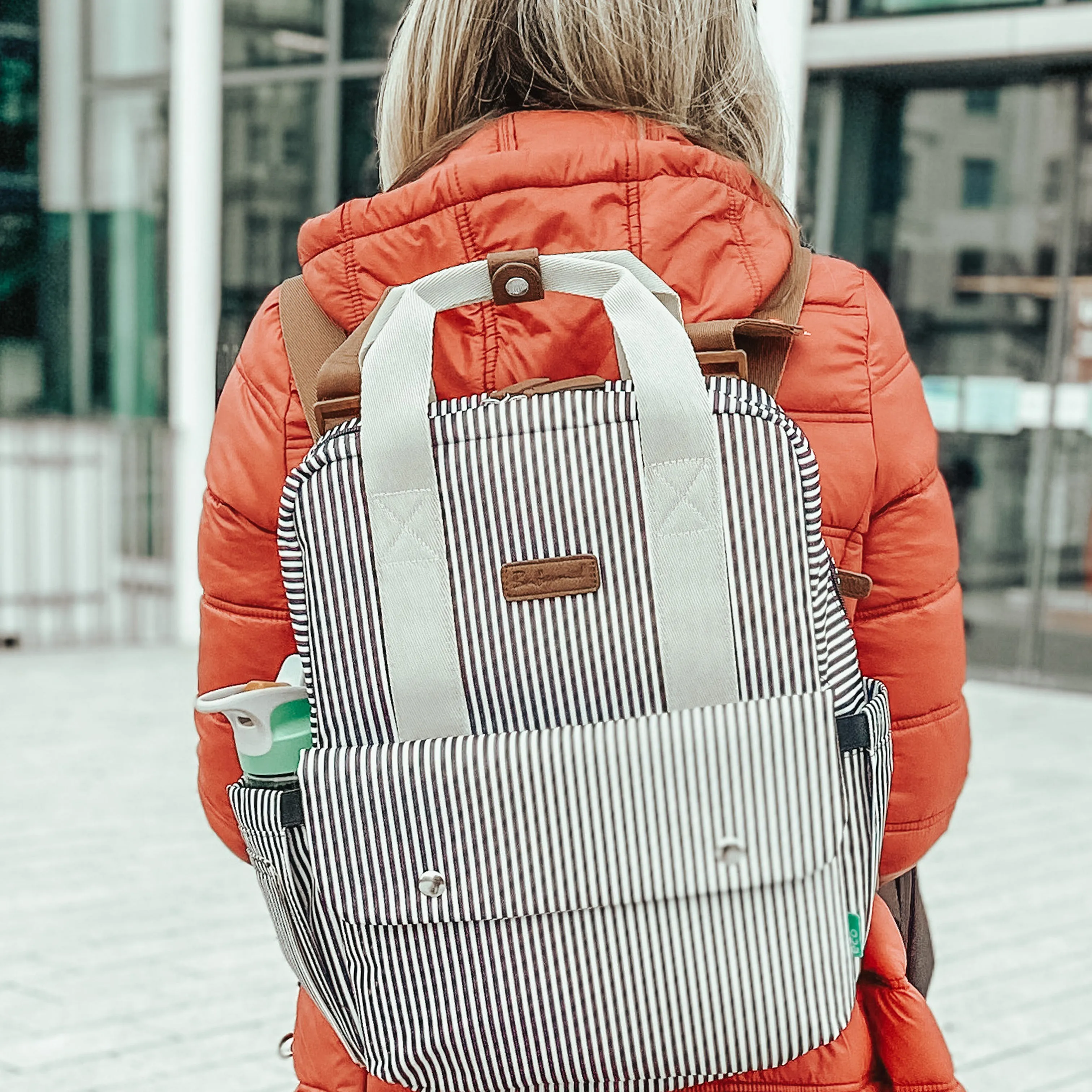 Georgi Eco Convertible Backpack Navy Stripe