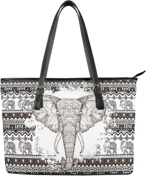 GIFTPUZZ Leather Tote Handbag for Women Ladies Zipper Shoulder Bag with Portable Adjustable Handle High-Capacity