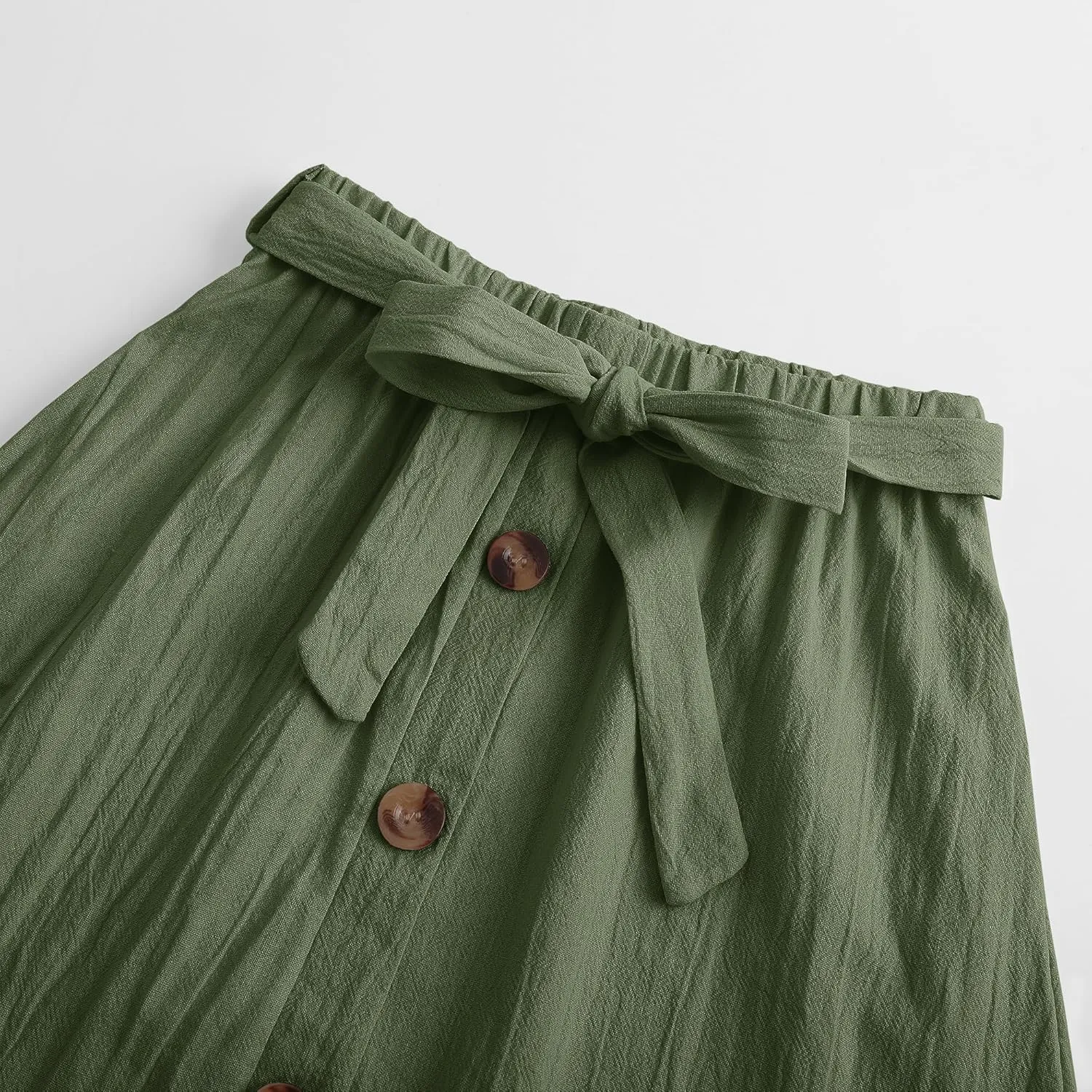 Girls Maxi Skirts Button Front High Waisted Long Skirt with Belt Ruffled Skirts with Pocke