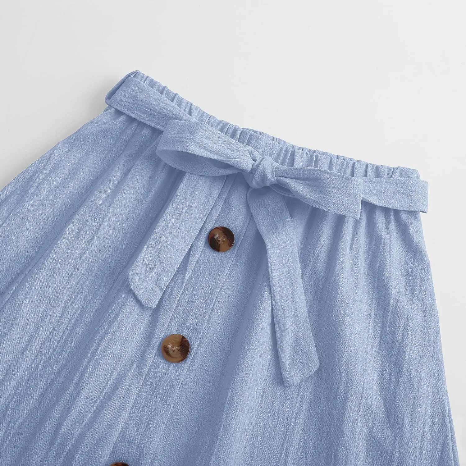 Girls Maxi Skirts Button Front High Waisted Long Skirt with Belt Ruffled Skirts with Pocke
