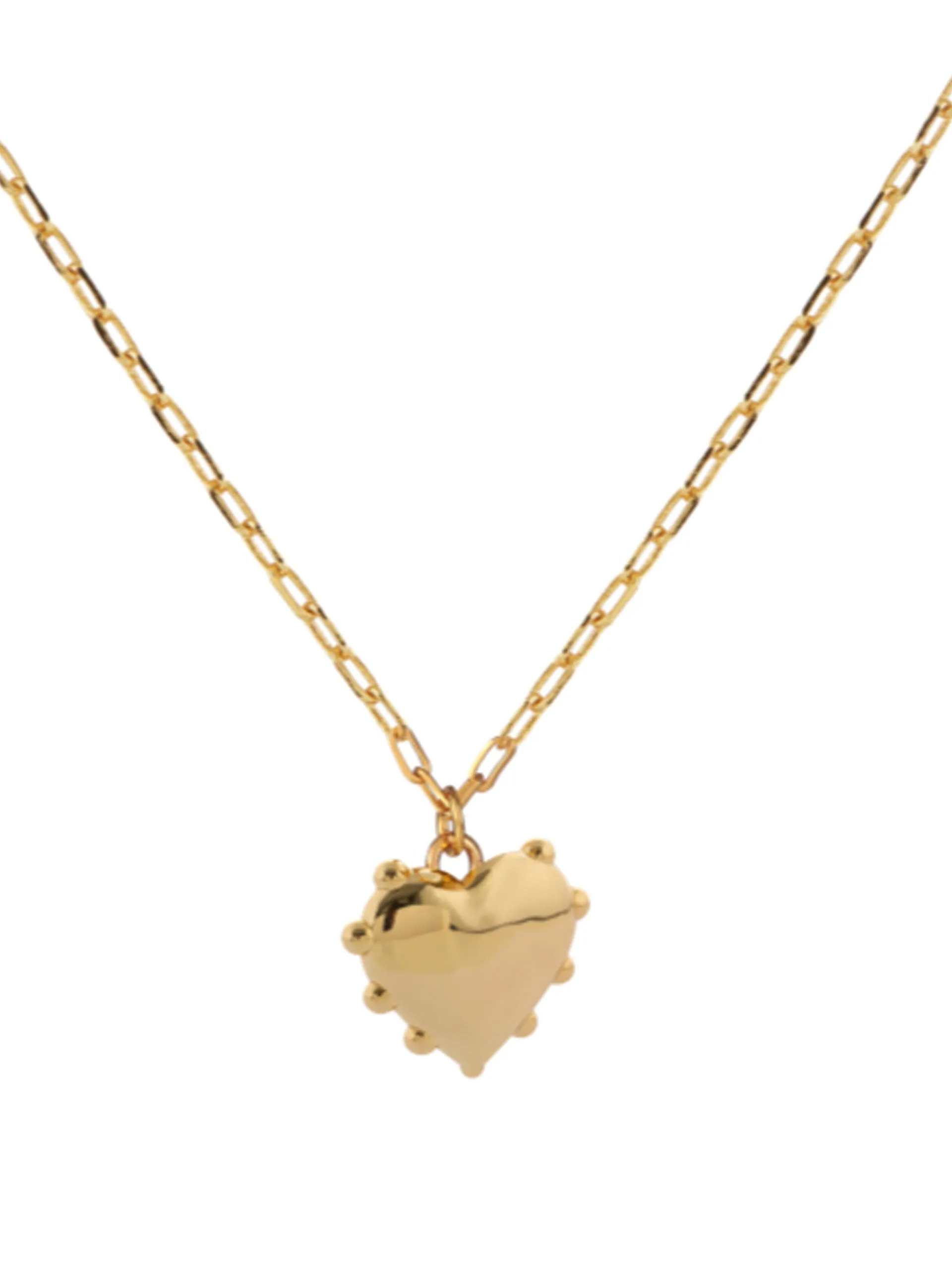 Gold Milagros heart link chain necklace