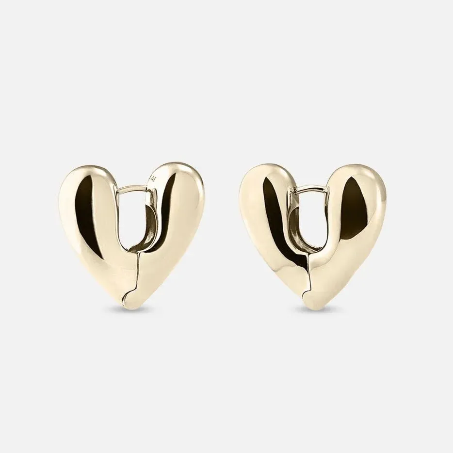 Gold Plated Heart Hoops, Large