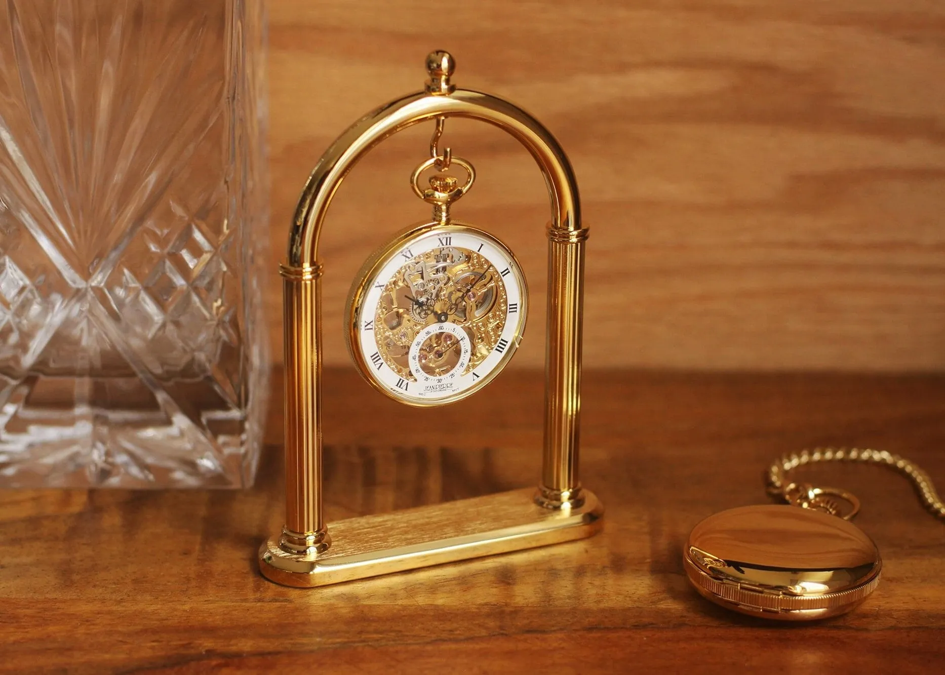 Gold Pocket Watch Display Stand Anniversary Gift For Him