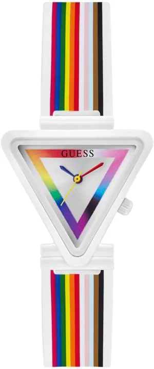 GUESS Women's 30mm Watch - Rainbow Strap Rainbow Dial White Case