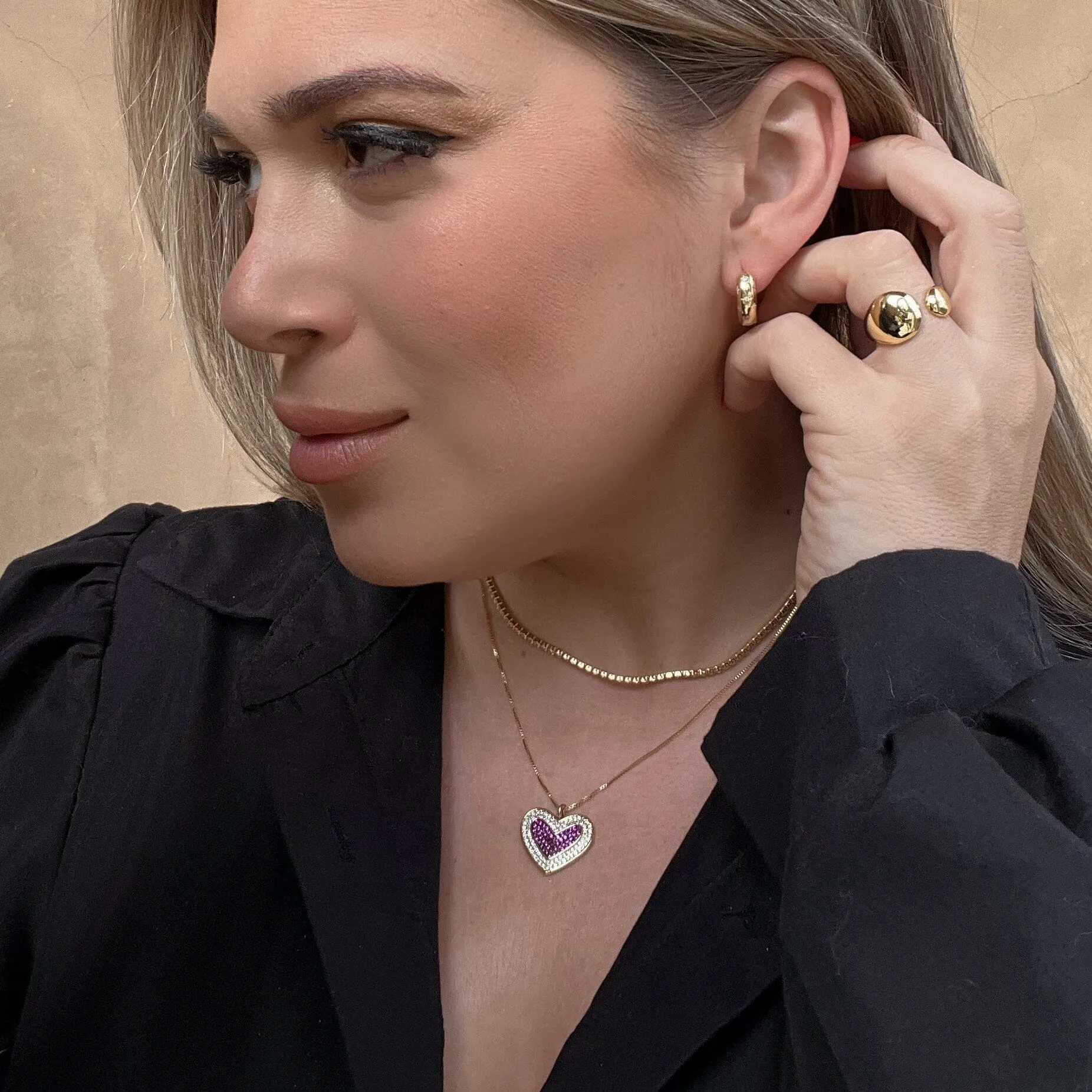 Heart: Gold Fill and Micropave Heart Necklace (NGP45RHRT)