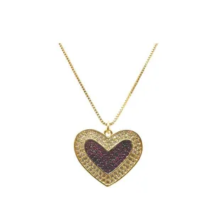 Heart: Gold Fill and Micropave Heart Necklace (NGP45RHRT)