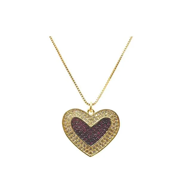 Heart: Gold Fill and Micropave Heart Necklace (NGP45RHRT)