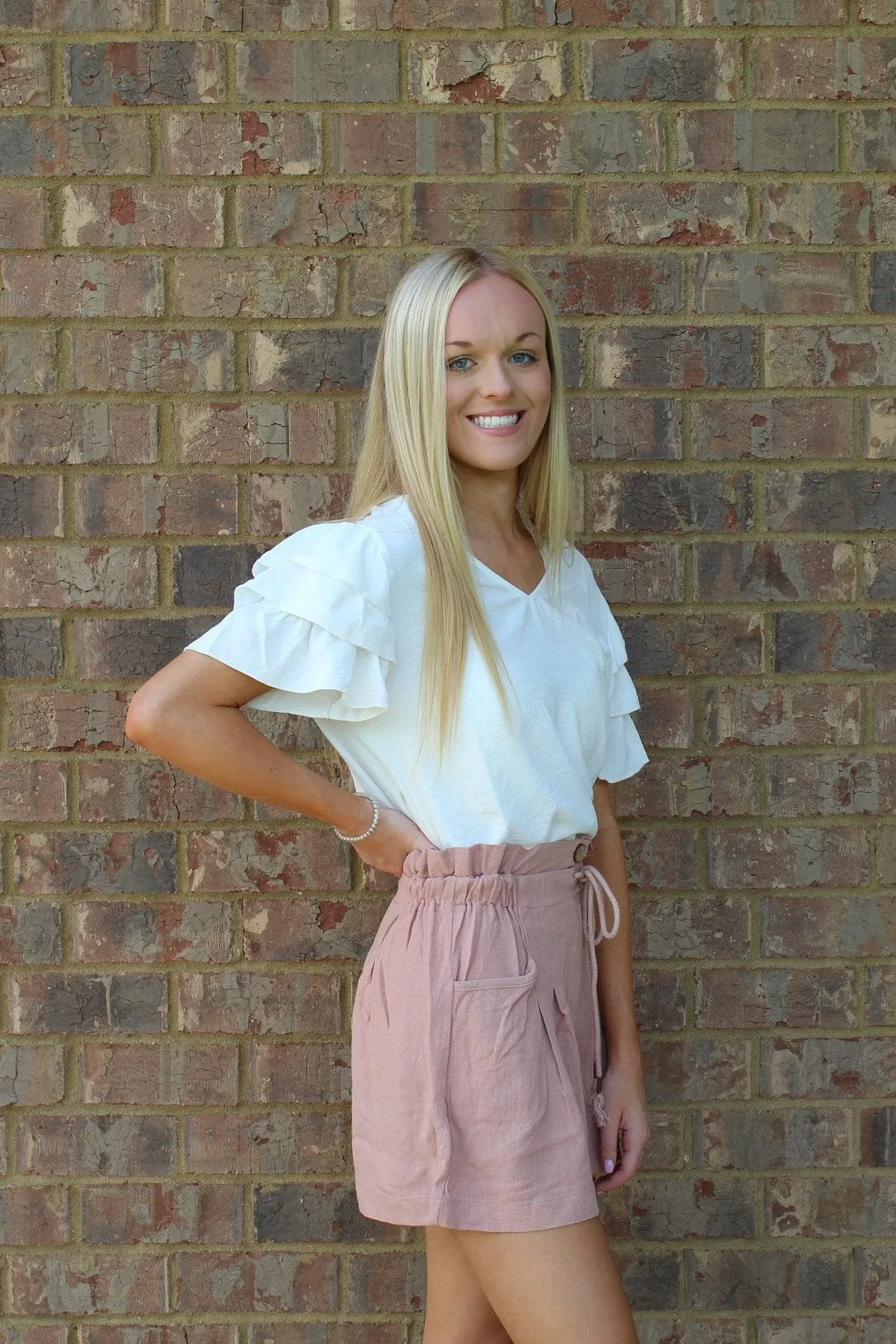 High Waist Paper Bag Shorts by Easel Clothing