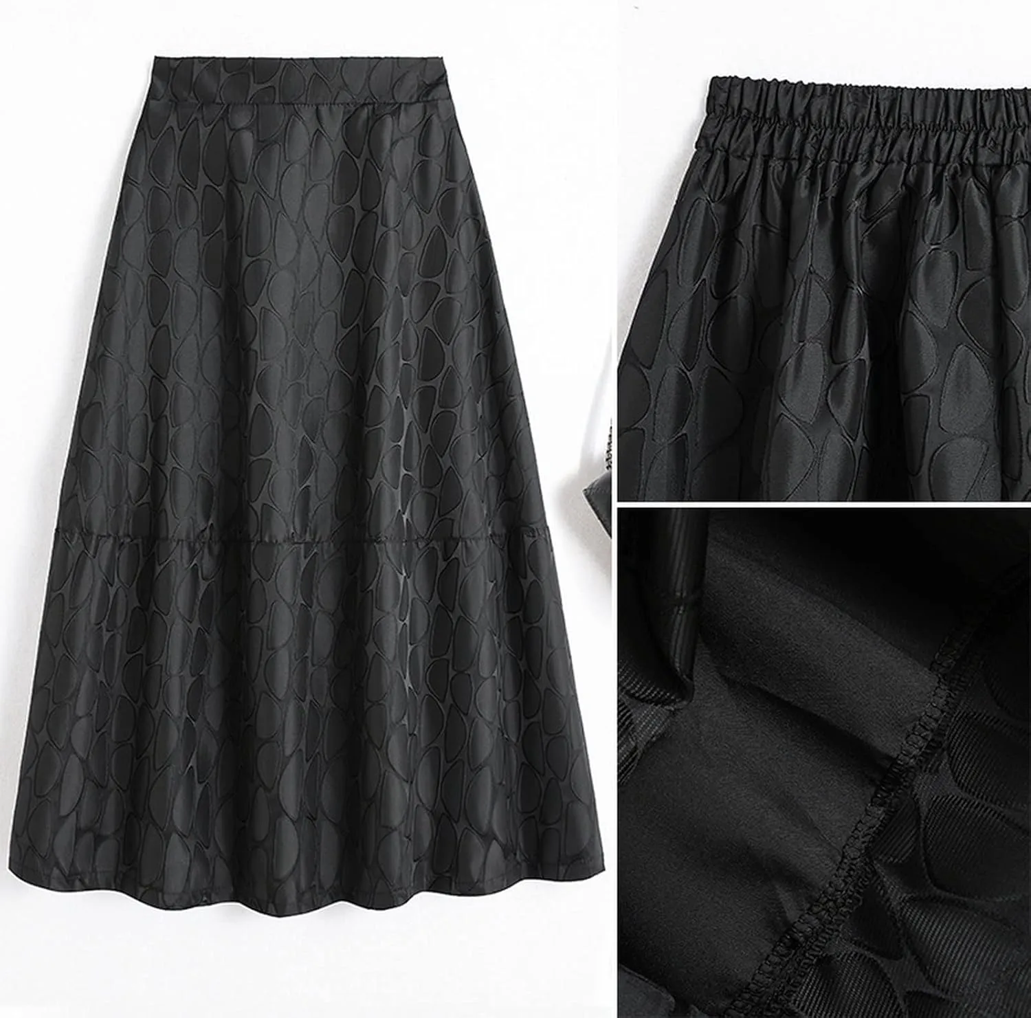 High Waisted Skirts for Women, Ladies Flower Jacquard High Waist Summer Lounge Midi Skirts for Vacation