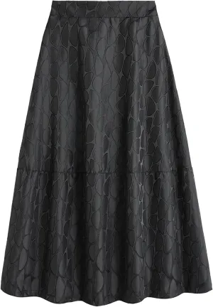 High Waisted Skirts for Women, Ladies Flower Jacquard High Waist Summer Lounge Midi Skirts for Vacation
