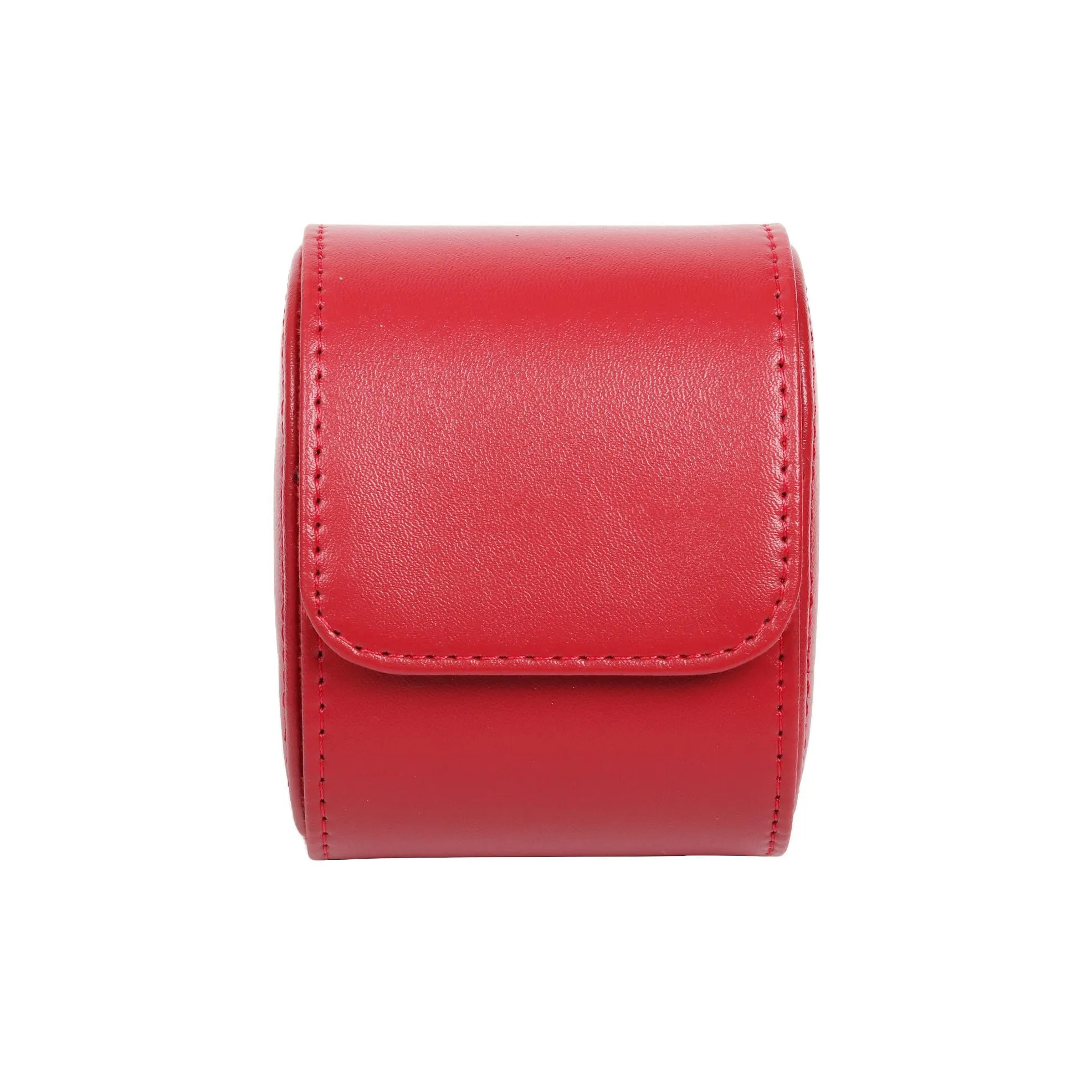 HQ Single Watch Genuine Leather Travel Case/Roll - Velvet Red
