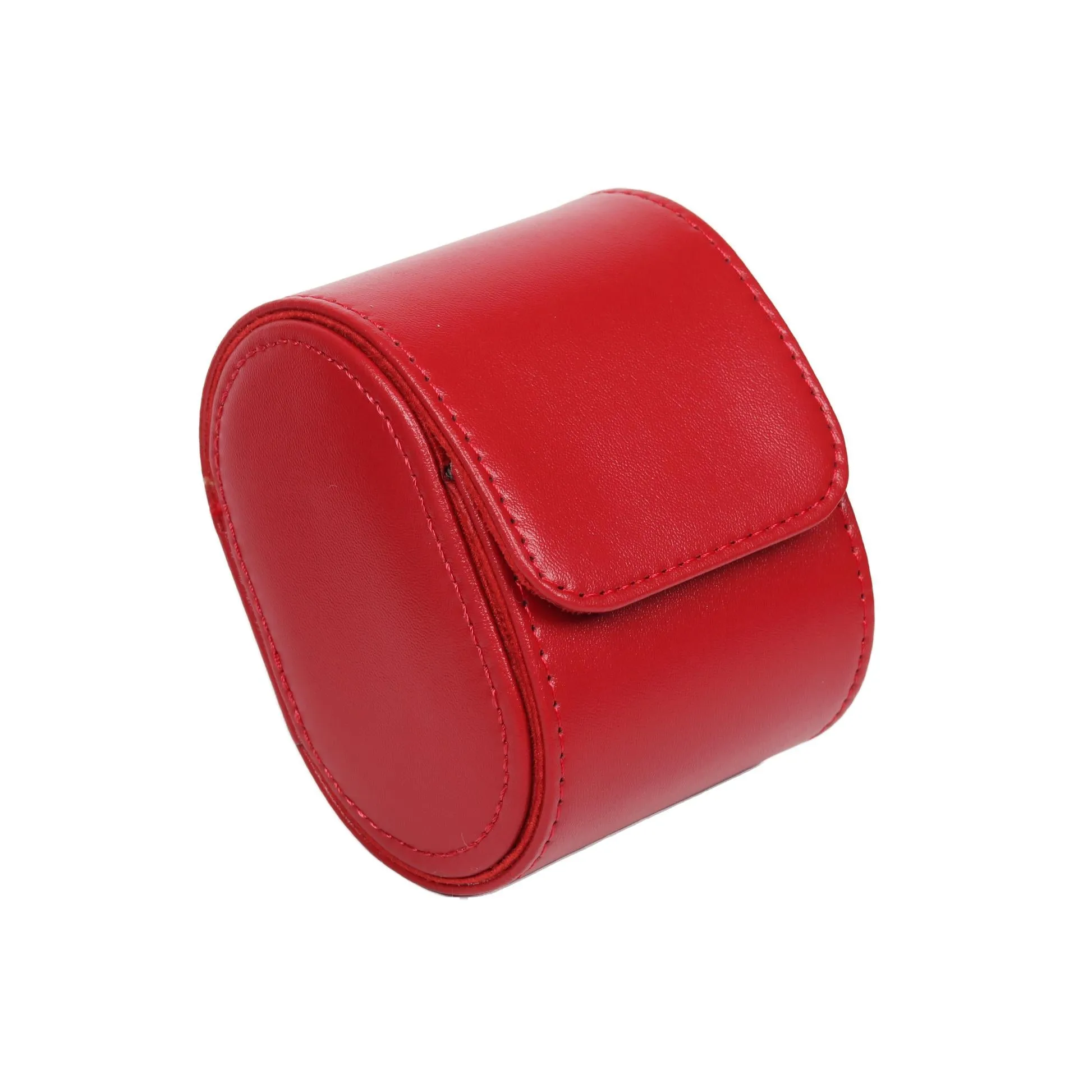 HQ Single Watch Genuine Leather Travel Case/Roll - Velvet Red