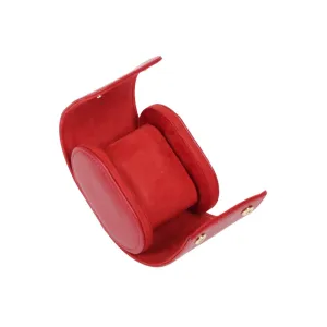HQ Single Watch Genuine Leather Travel Case/Roll - Velvet Red