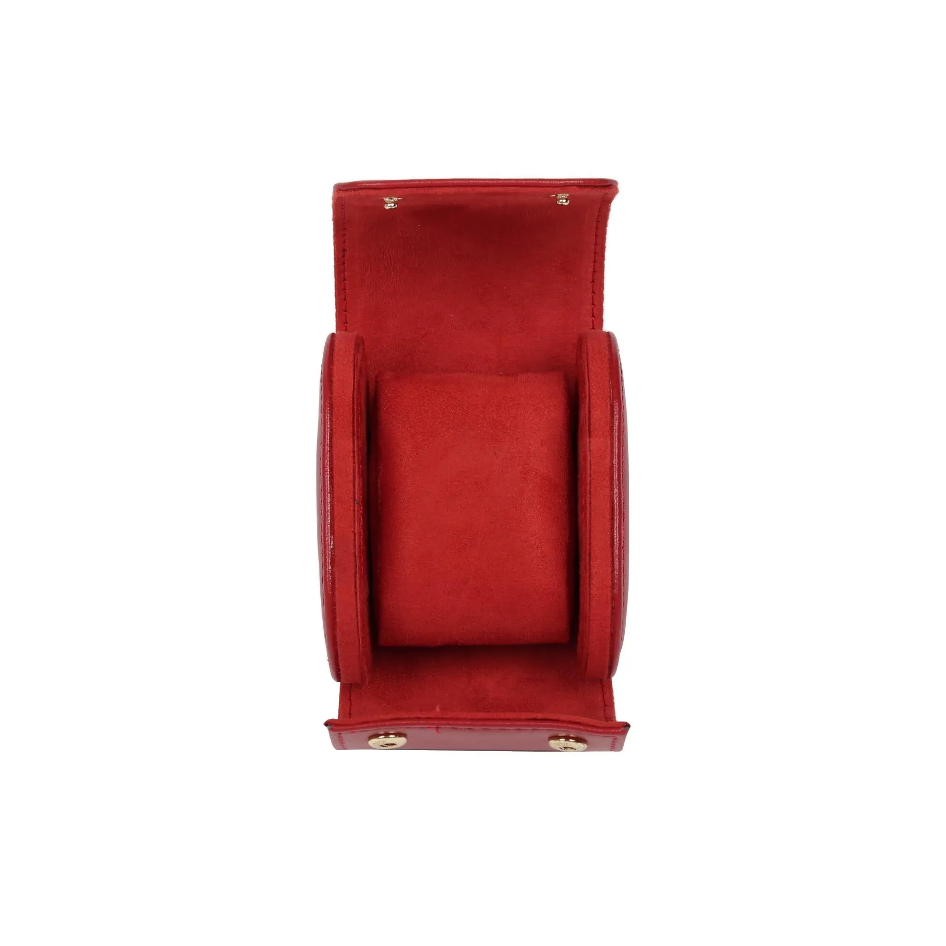 HQ Single Watch Genuine Leather Travel Case/Roll - Velvet Red