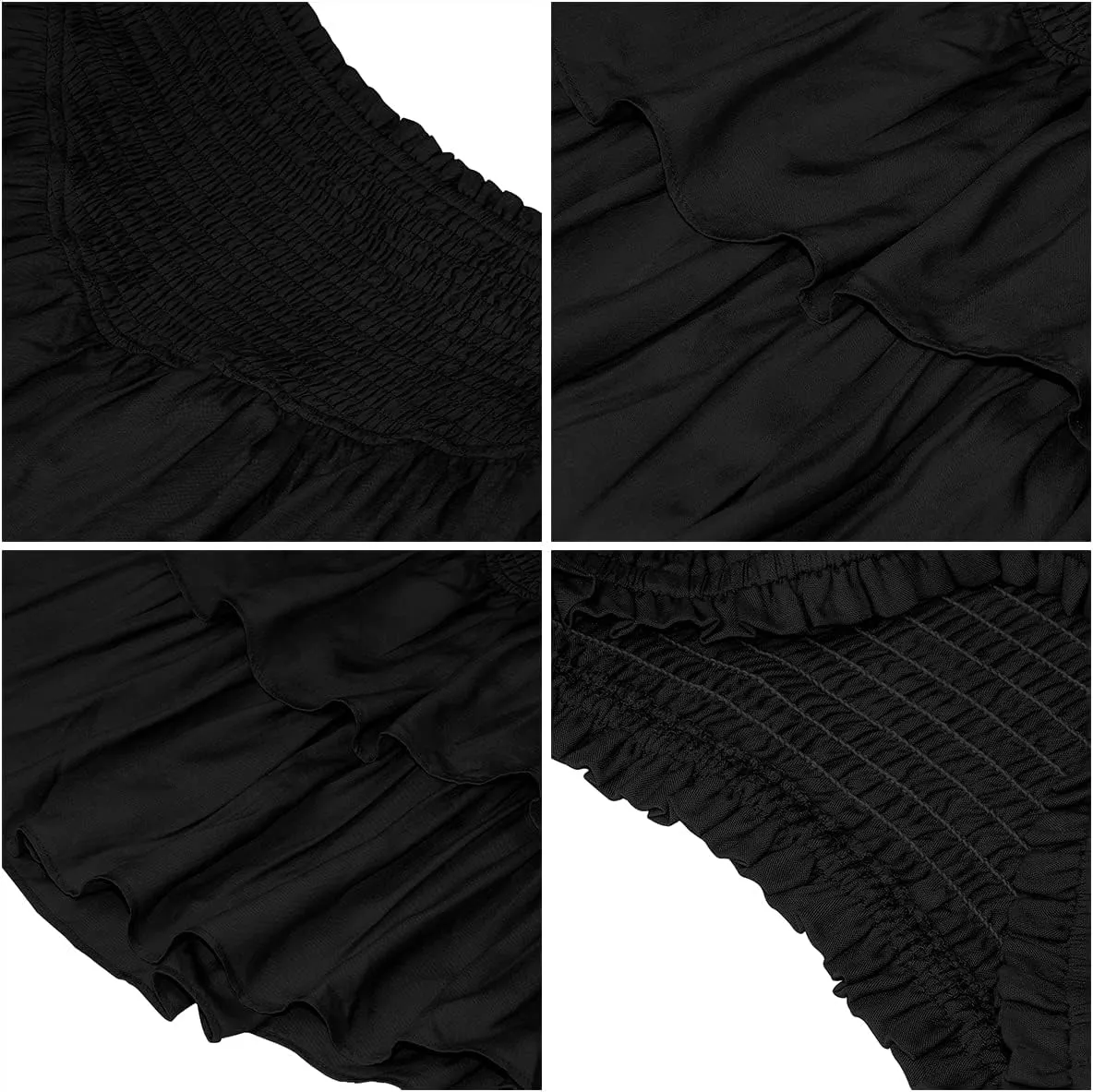 IDOPIP Women Boho Mini Skirt Summer High Waist Floral Layered Skirt Casual Ruffle Smocked Skirt Club Party Evening Skirt