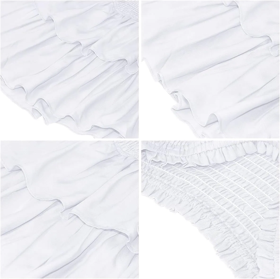 IDOPIP Women Boho Mini Skirt Summer High Waist Floral Layered Skirt Casual Ruffle Smocked Skirt Club Party Evening Skirt