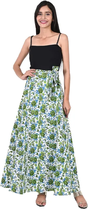 Indian Skirt Cotton Long Wrap Around Printed Women's Clothing Beach Dresses