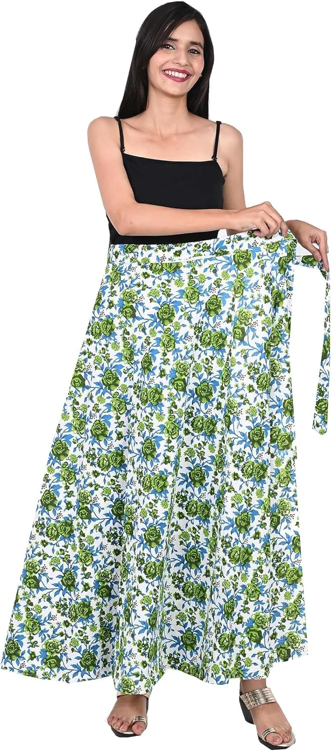 Indian Skirt Cotton Long Wrap Around Printed Women's Clothing Beach Dresses