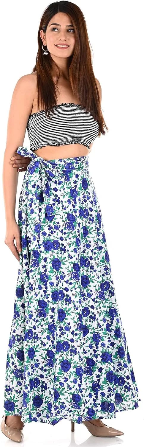 Indian Skirt Cotton Long Wrap Around Printed Women's Clothing Beach Dresses