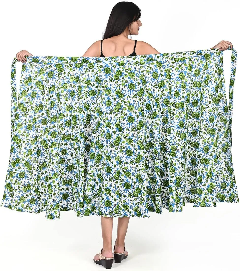 Indian Skirt Cotton Long Wrap Around Printed Women's Clothing Beach Dresses