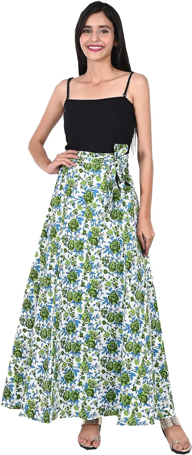 Indian Skirt Cotton Long Wrap Around Printed Women's Clothing Beach Dresses