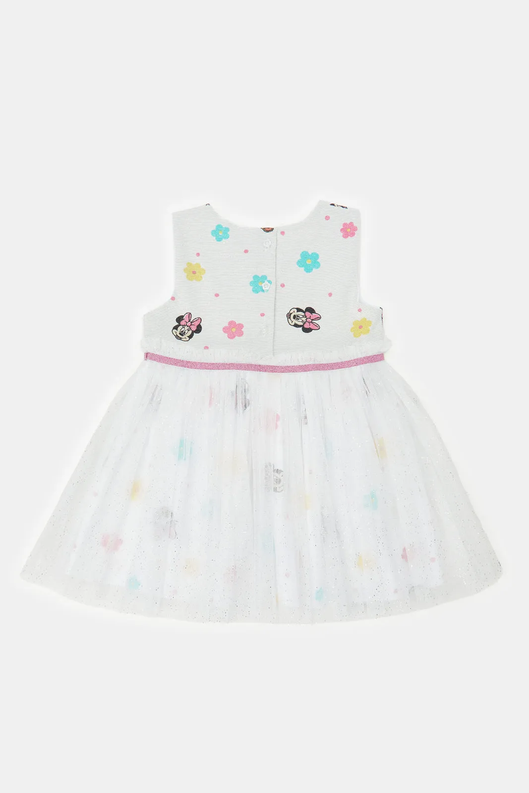 Infant Girls White Mini Mouse Print Dress