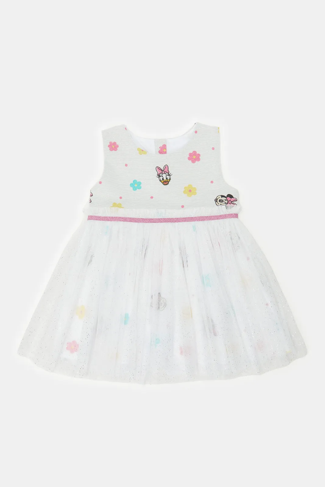 Infant Girls White Mini Mouse Print Dress