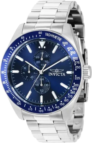 Invicta Aviator Men 45mm Stainless Steel Silver Blue dial VH67 Quartz